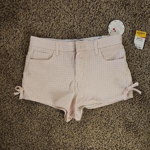 Rebels Pink Checkered High Waist Shorts